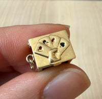 Vintage Miniature Box of Playing Cards Charm in 14K Gold