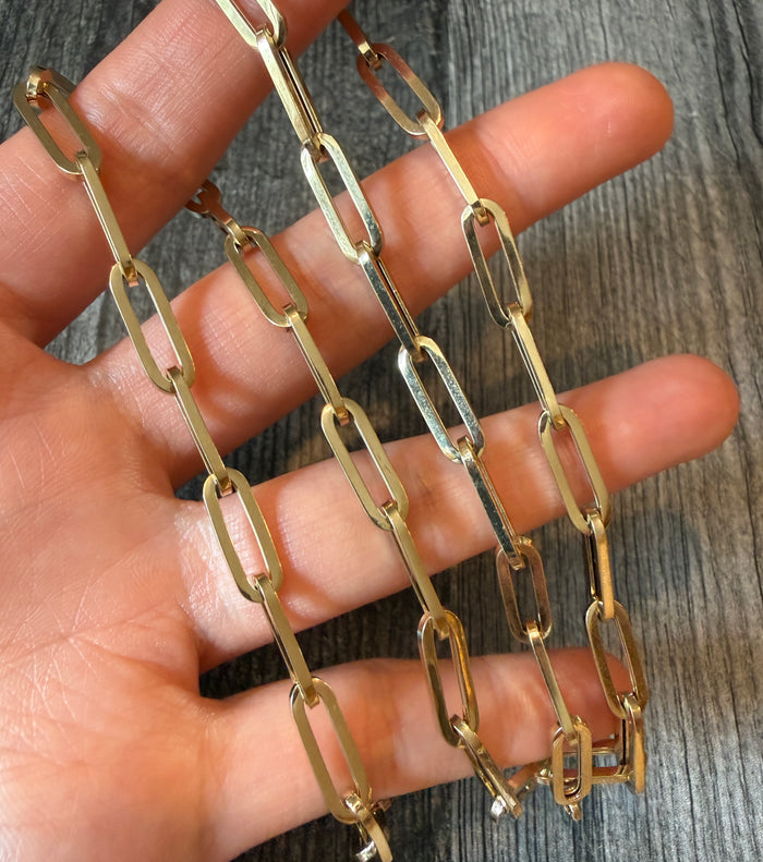 Long Paperclip Chain in 14K Gold, 21.75” Long (A)