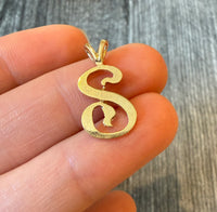 Vintage Script Initial "S" Charm in 14K Gold