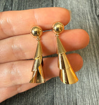 Multi-Tiered Conical Drop Earrings in 14K Gold