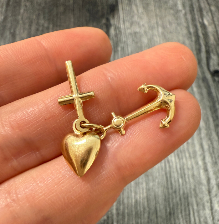 Faith, Hope, and Love 14K Gold Charm