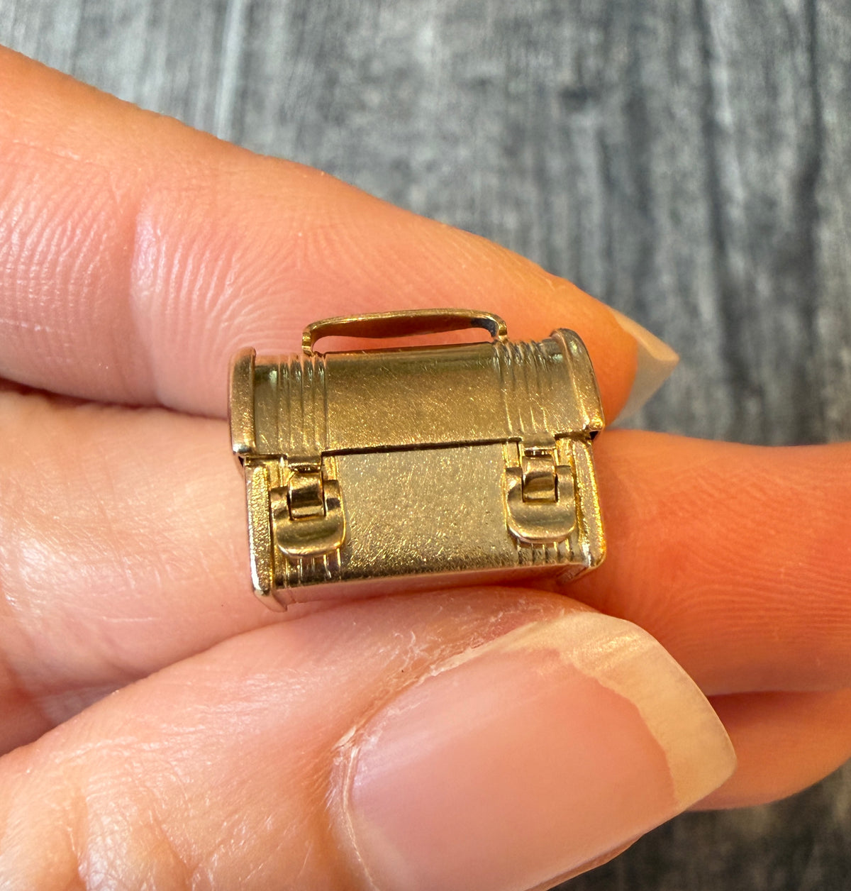1960s Lunch Box or Toolbox Charm in 14K Gold