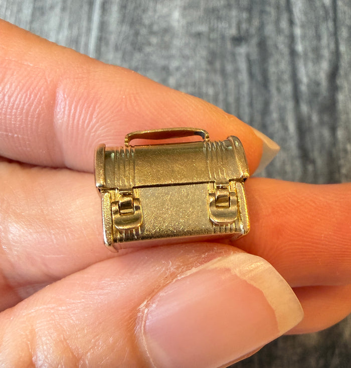 1960s Lunch Box or Toolbox Charm in 14K Gold