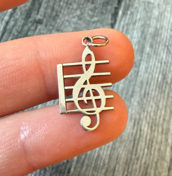 Musical Note Charm in 14K White Gold