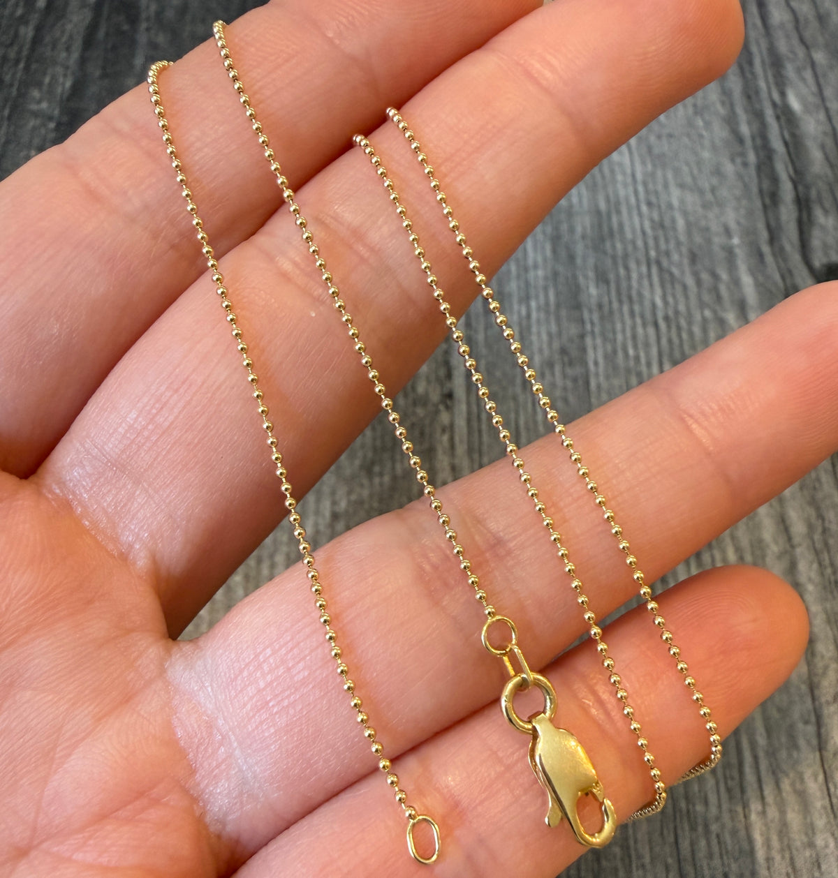 Classic 18K Gold Ball Chain, 18.25” Long