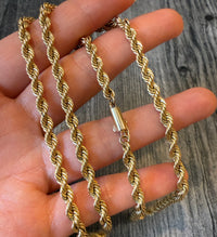 Solid 14K Gold Rope Chain, 24.5" Long (A)