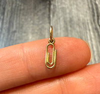 Mini 14K Gold Paperclip Charm (F)
