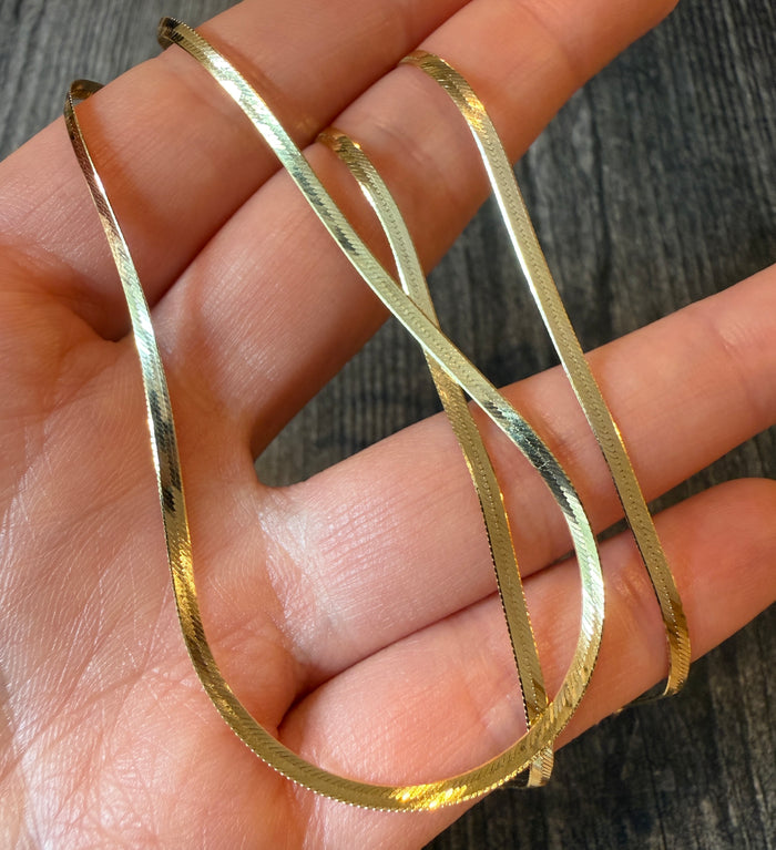 Thin 14K Gold Omega Chain, 20” Long (A)