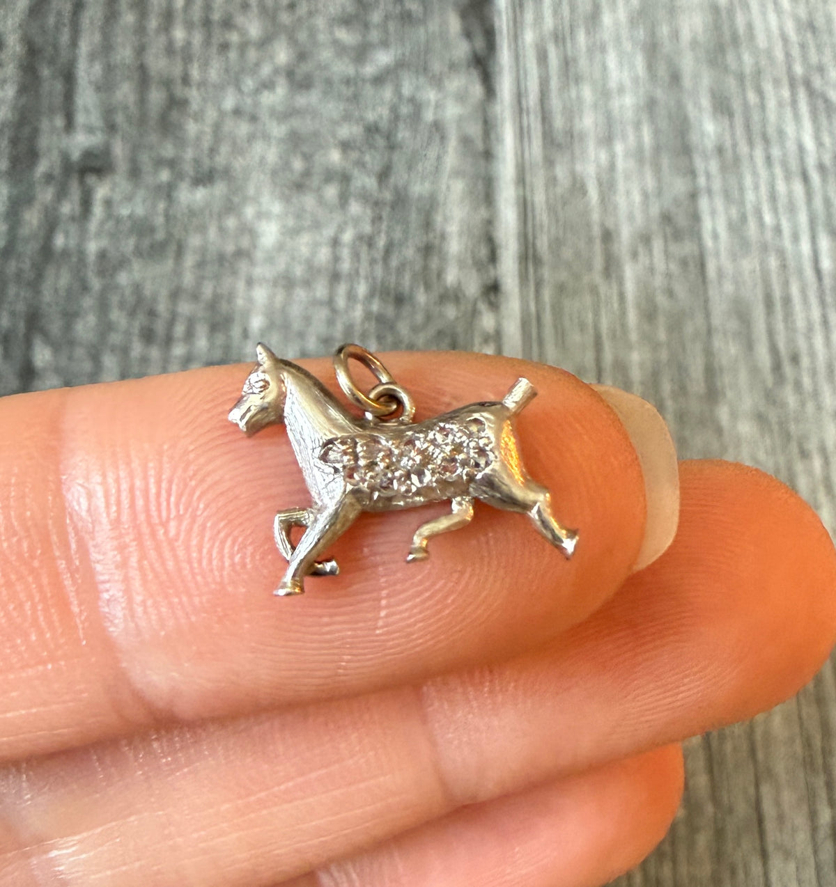 Art Deco Diamond Horse Charm in Platinum (H)