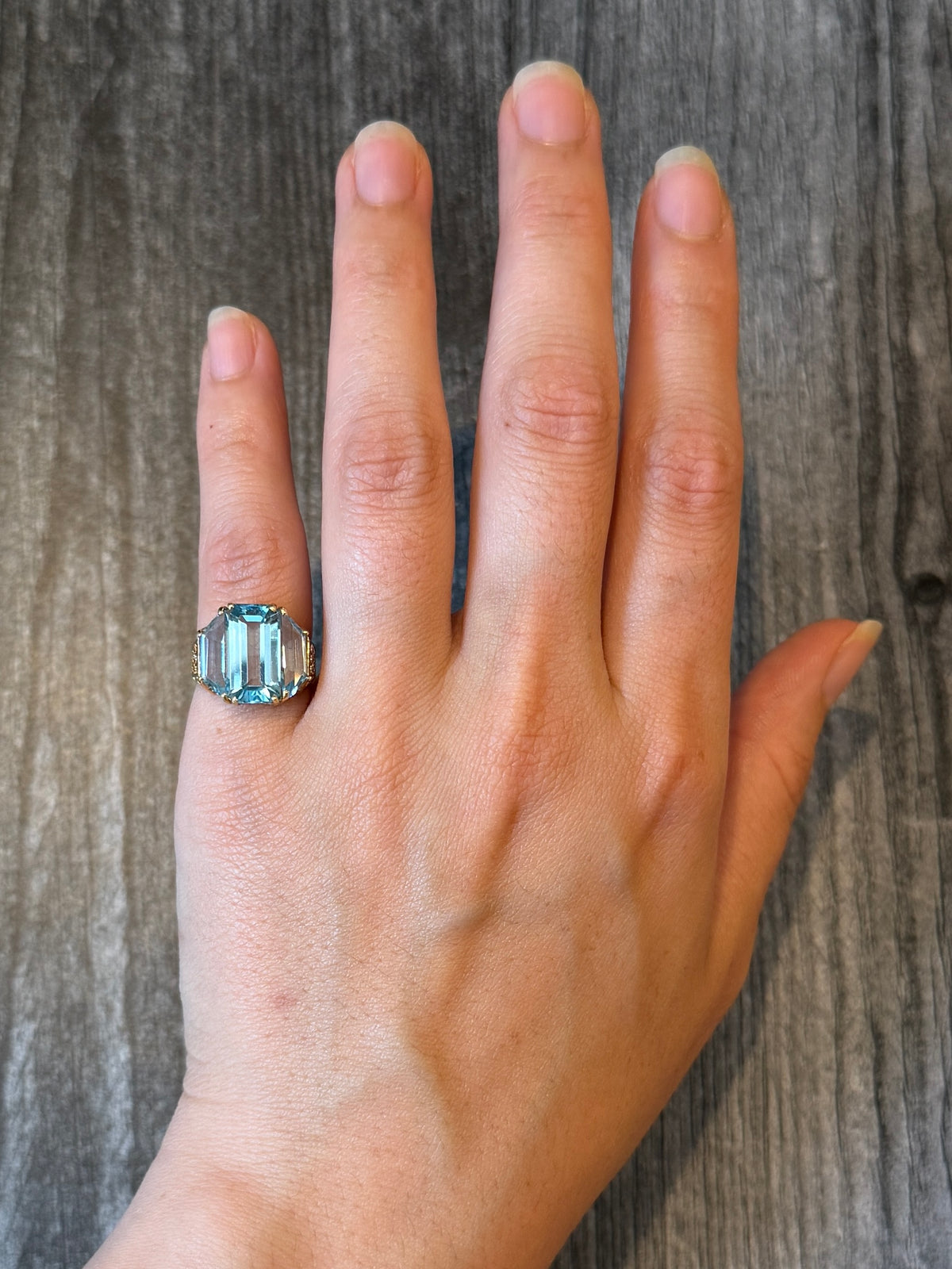 Architectural Blue Topaz and 14K Gold Ring in 14K Gold