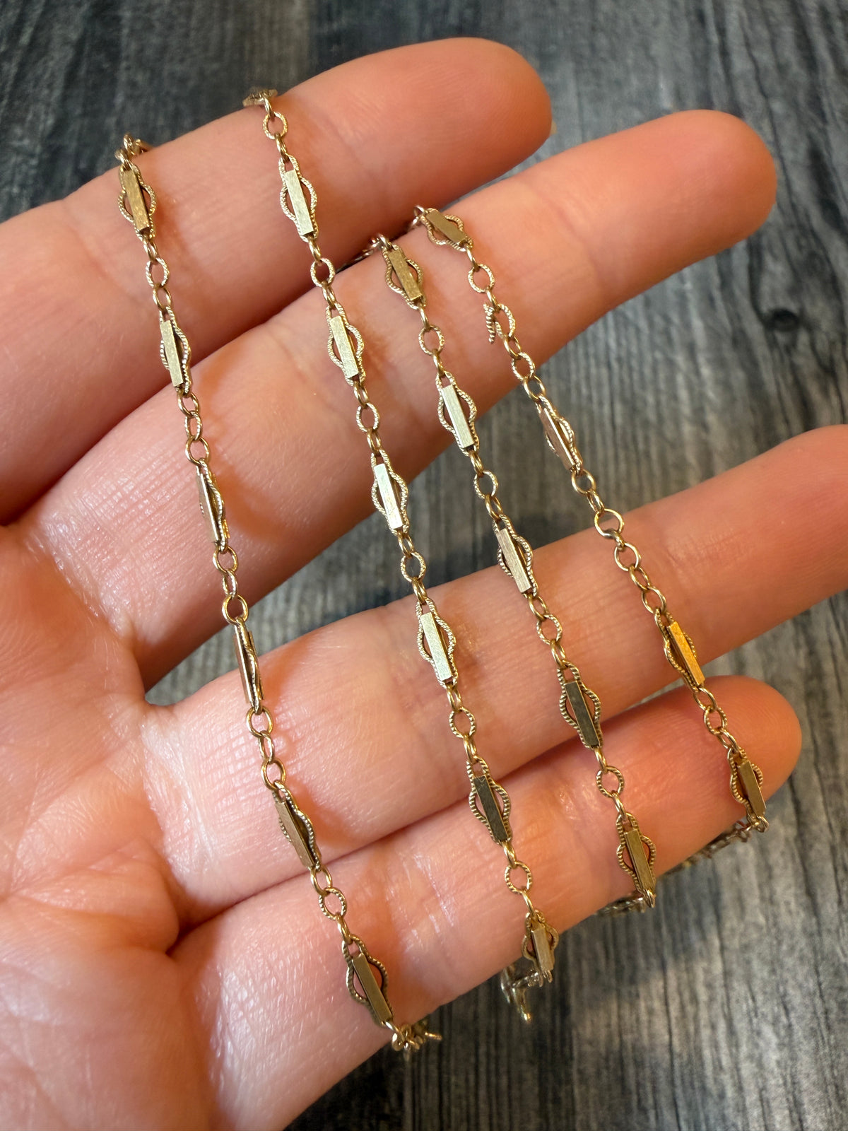Vintage 14K Gold Filigree Chain, 18.75” Long (I)
