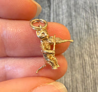 Cat Playing a Fiddle Charm in 14K Gold
