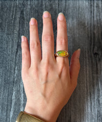 Faceted Natural Opal and Diamond Signet Ring