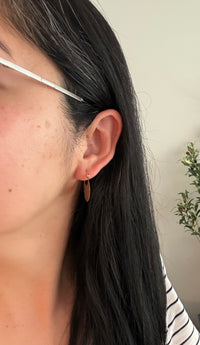 Vintage Hand Hammered Crescent Hoop Earrings in 14K Gold