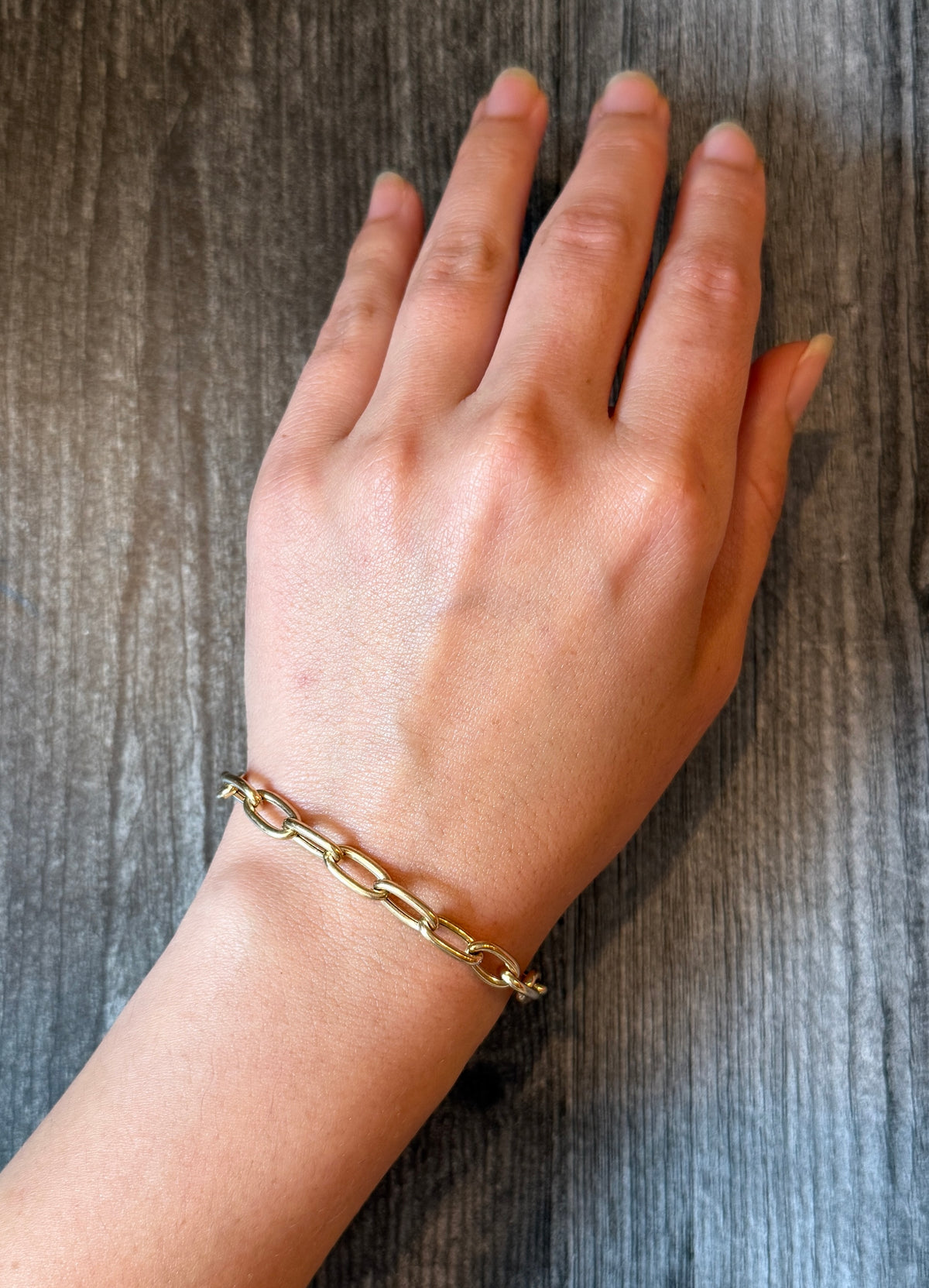 Elongated Oval Link Bracelet in 14K Gold, 6.5” Long (I)