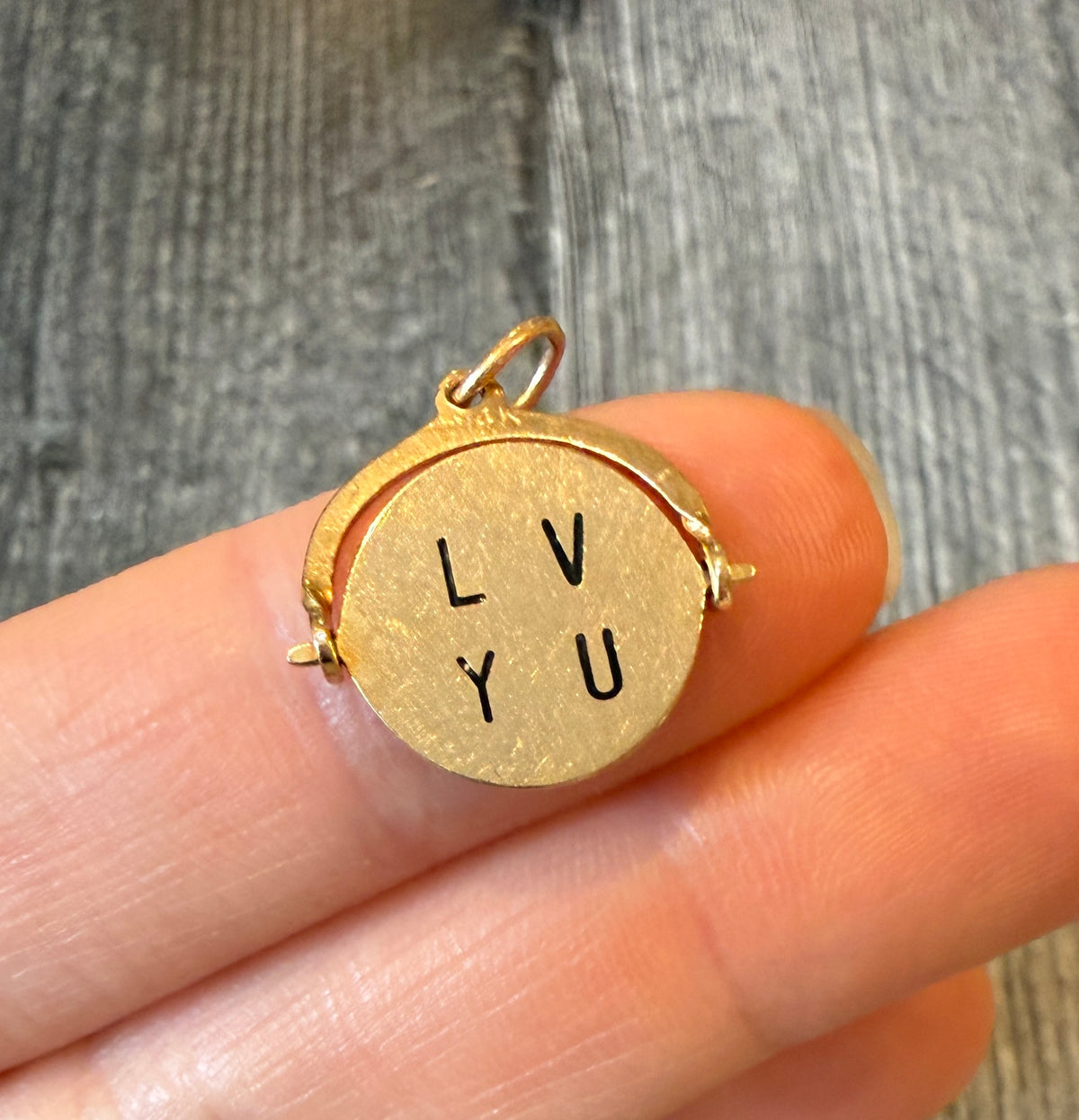 "I LOVE YOU" Spinner Charm in 14K Gold