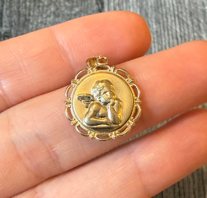Vintage Cherub Charm in 14K Gold