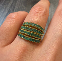 Emerald and 18K Gold Harem Ring, Size 8.25 (S)