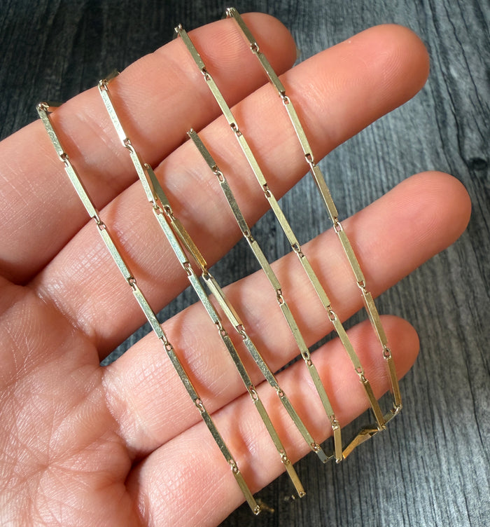 Uno A Erre 14K Gold Bar Link Chain, 31” Long (A)