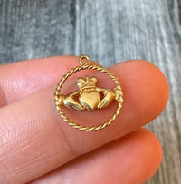 Small Claddagh Love, Friendship, Loyalty 9K Gold Charm