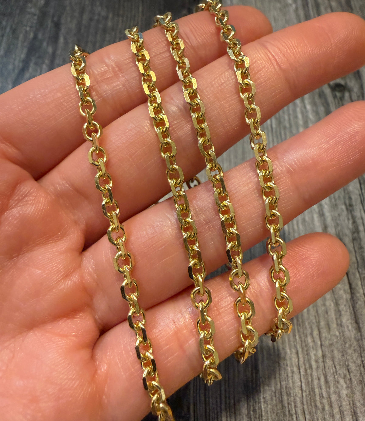 Long 14K Gold Biker Style Chain, 23.75” Long