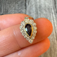 Pear Shape Sapphire & Diamond Charm in 18K Gold
