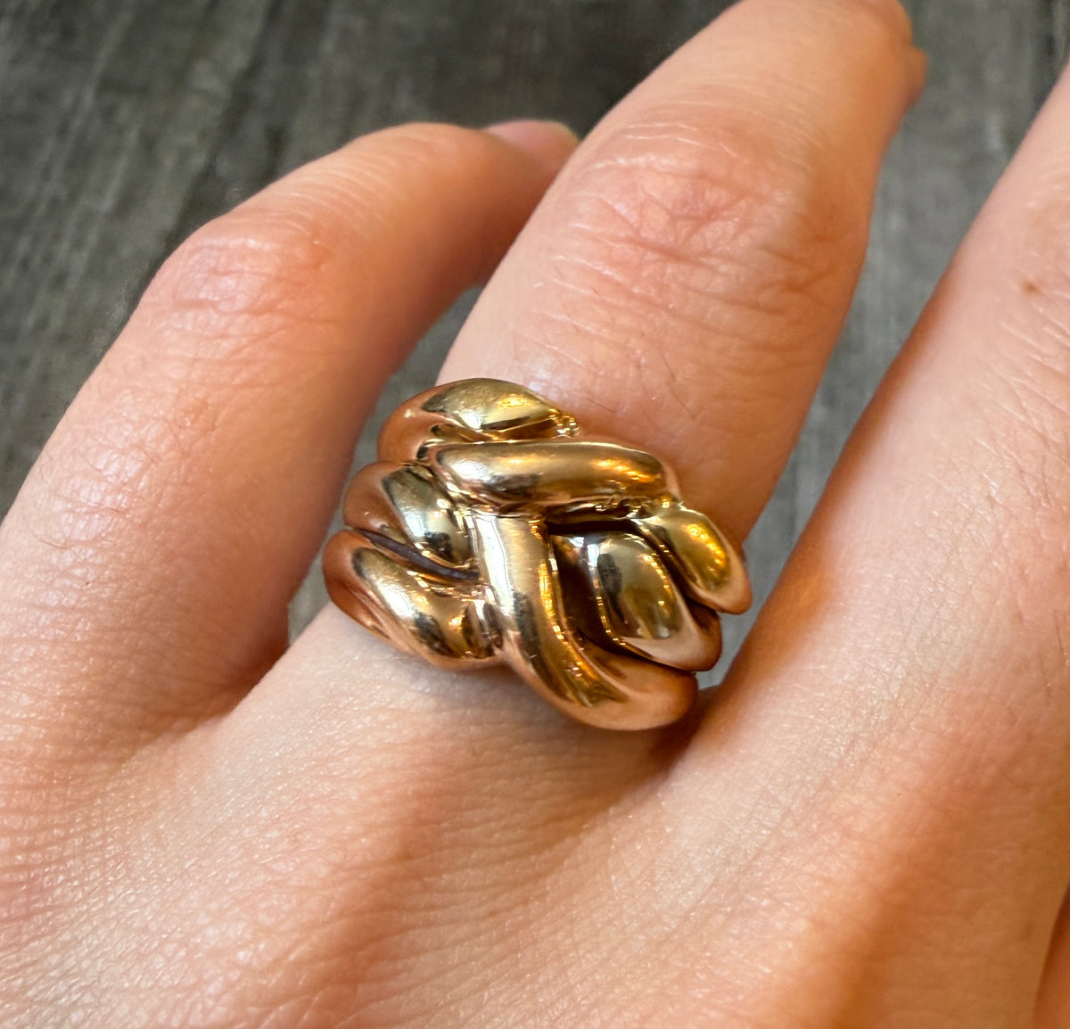 Tri-Color 18K Gold Puzzle or Knot Ring, Size 7.25 (I)