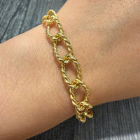 German 18K Gold Twist Oval Link Bracelet, 6.75" Long