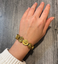 Art Nouveau Woman's Portrait Slide Charm Bracelet in 14K Gold (S)