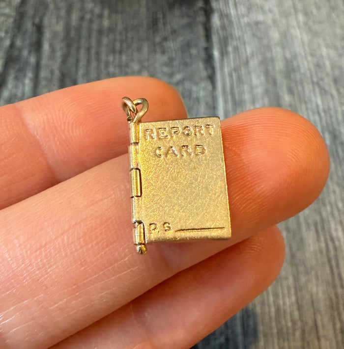 Vintage 14K Gold Articulated Report Card Charm