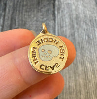 “Today Me, Tomorrow Thee” Enamel Skull Charm in 10K Gold