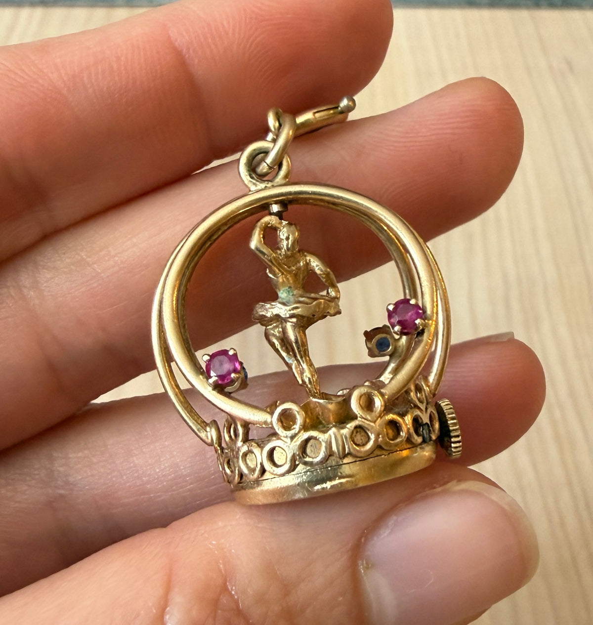1960s Dankner "Living Charm" Spinning Ballerina in 14K Gold