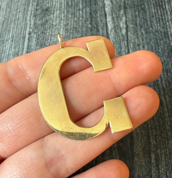 Large 14K Gold Initial "C" Charm