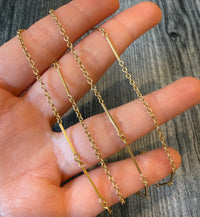 Bar and Cable Link Chain in 18K Gold, 26" Long (I)