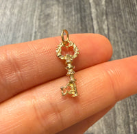Ornate 14K Gold Skeleton Key Charm