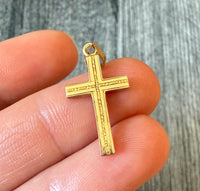 Vintage 14K Gold Chased Cross Charm