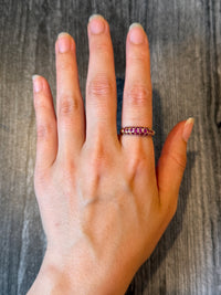 Ruby Encrusted Mini Bombe Ring in 14K Gold (I)