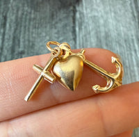 Faith, Hope and Love Charm in 14K Gold