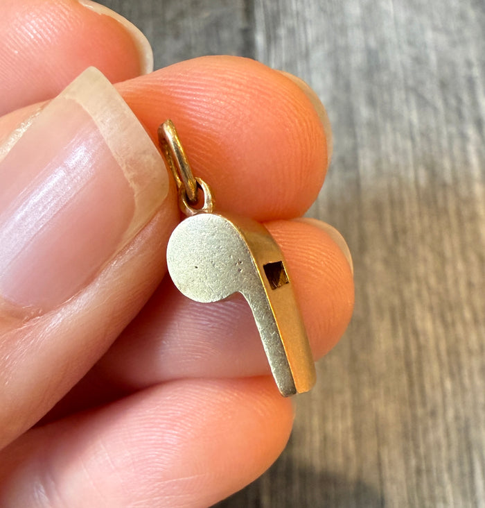 Narrower Whistle Charm in 14K Gold