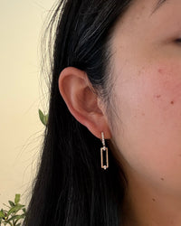 Diamond Rectangular Link Dangling Earrings in 14K Gold (I)