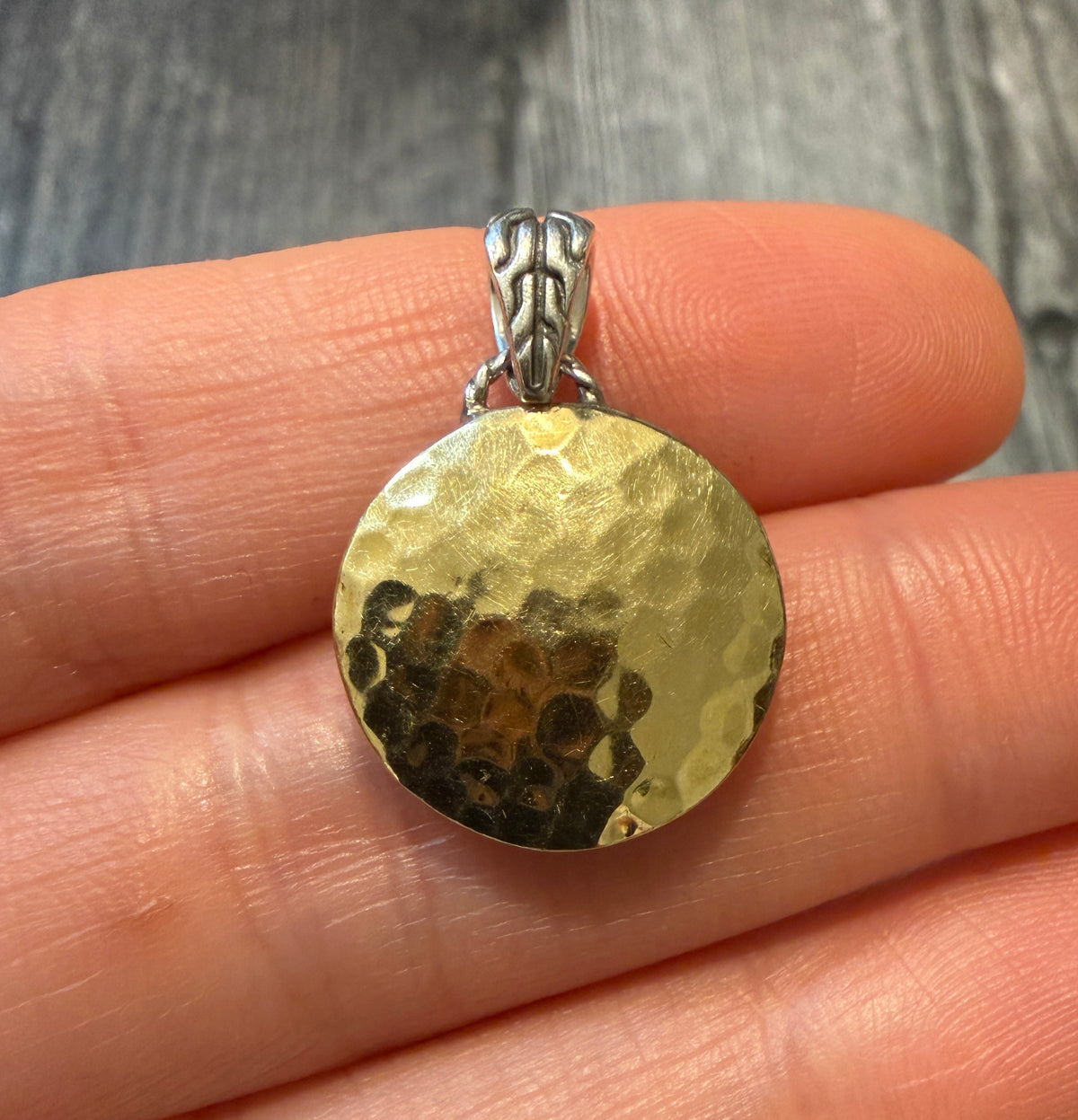 John Hardy Hammered Reversible 18K Gold & Sterling Silver Charm (S)