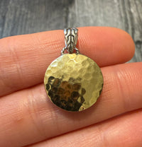 John Hardy Hammered Reversible 18K Gold & Sterling Silver Charm (S)