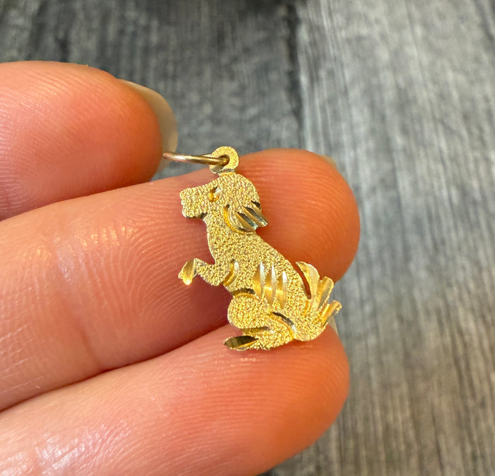 Standing Dog Charm in 14K Gold