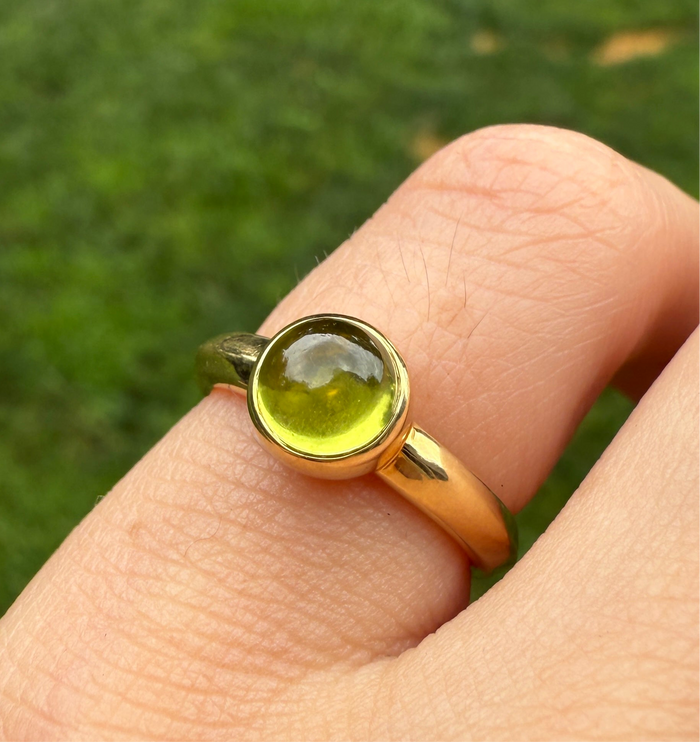 Vintage Georg Jensen Cabochon Peridot Ring, Size 4.5