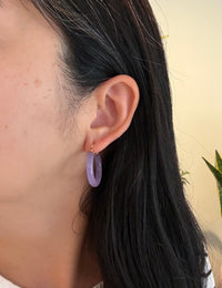 Lavender Jade Hoop Earrings in 14K Gold (S)