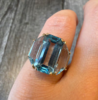 Architectural Blue Topaz and 14K Gold Ring in 14K Gold
