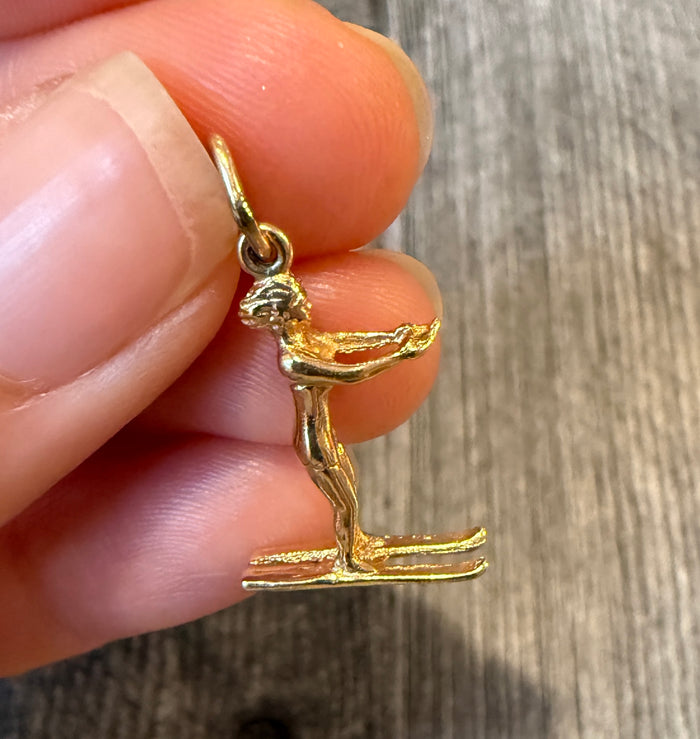 Water Skier Charm in 14K Gold