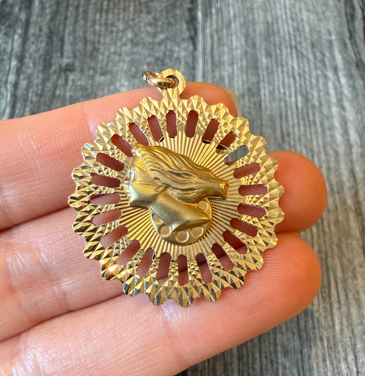 Large Reversible Lady Fortuna and Nefertiti Charm in 14K Gold (A)
