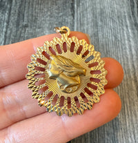 Large Reversible Lady Fortuna and Nefertiti Charm in 14K Gold (A)