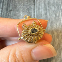 Articulated Scrimshaw Nantucket Basket Charm in 14K Gold